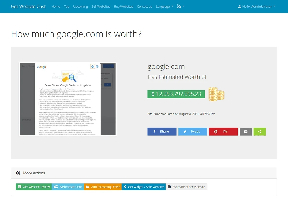 Website Worth Calculator