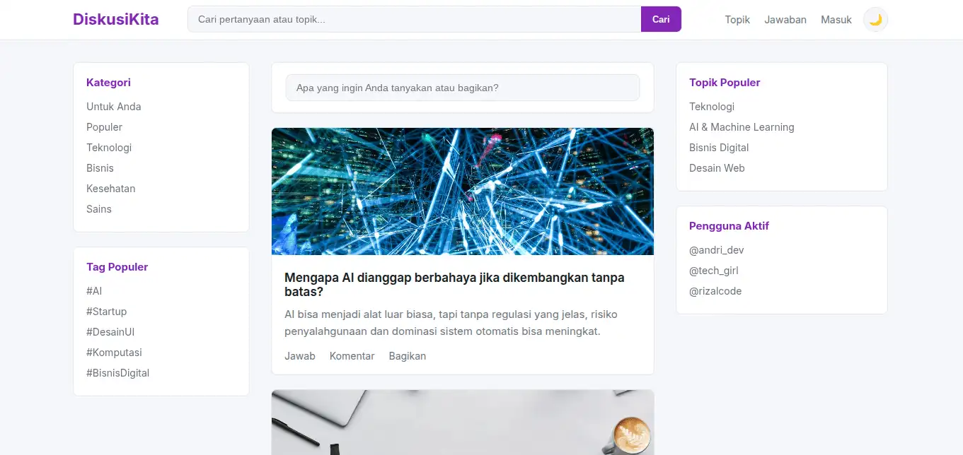 Template DiskusiKita - Responsif Bergaya Modern